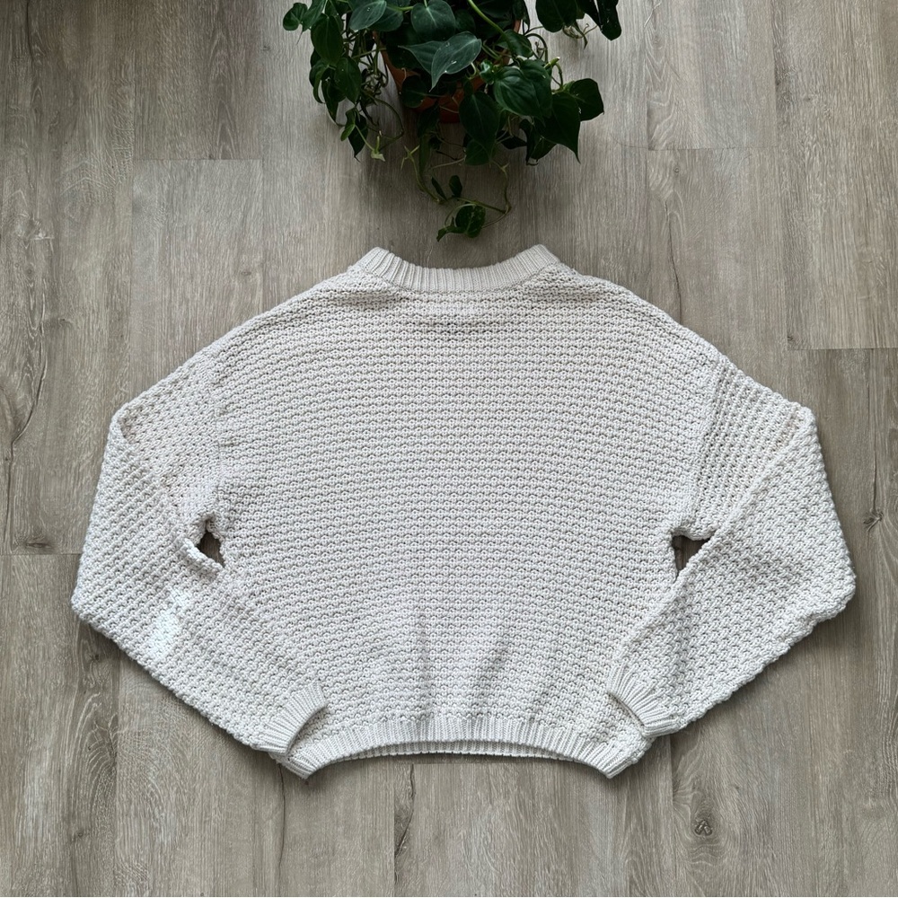 Universal Thread Cream Fisherman Knit Cozy Crewneck Pullover Sweater - Picture 7 of 9